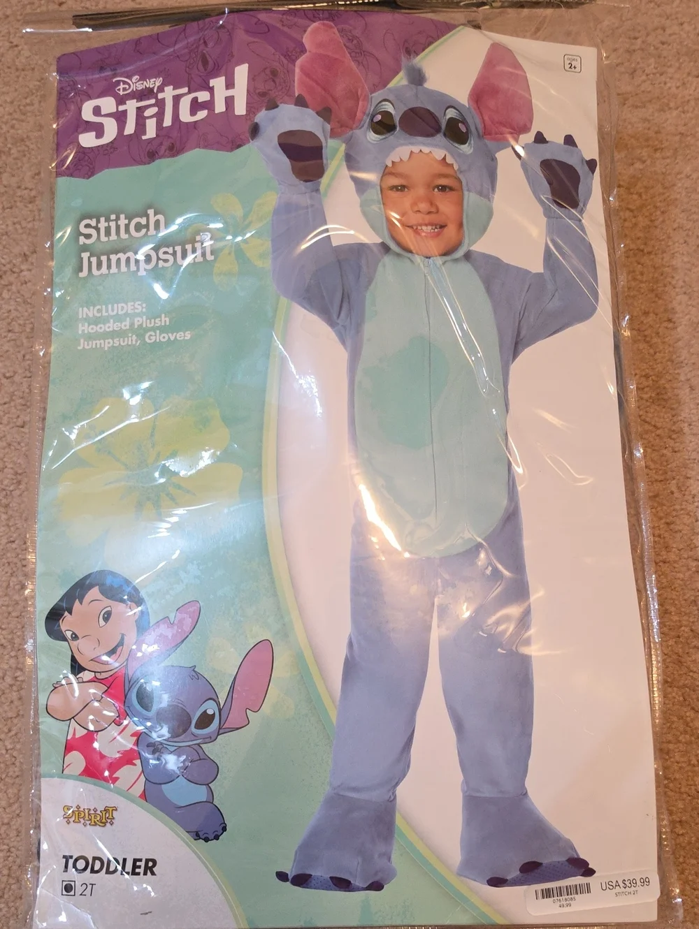 Disney Stitch Toddler Plush Jumpsuit - Light Blue, Purple
